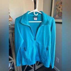 PATAGONIA ZIP UP POLARTECH AQUA TURQUOISE ATHLETIC ATHLEISURE JACKET W POCKETS